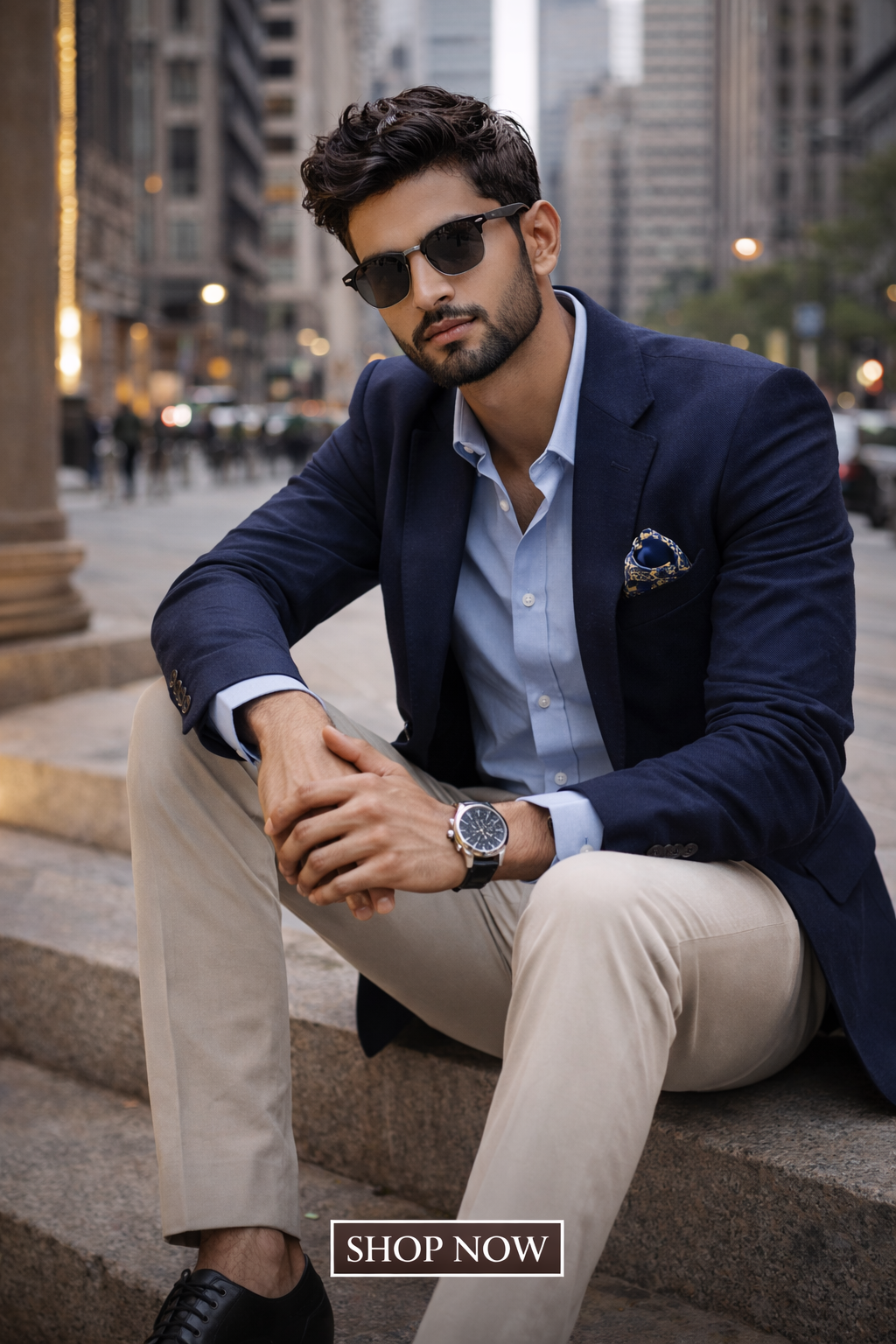 Casual Navy Blue Blazer