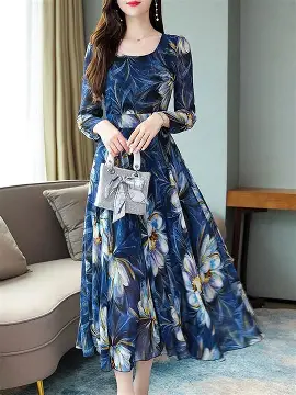 Elegant Floral Printed Maxi Dress